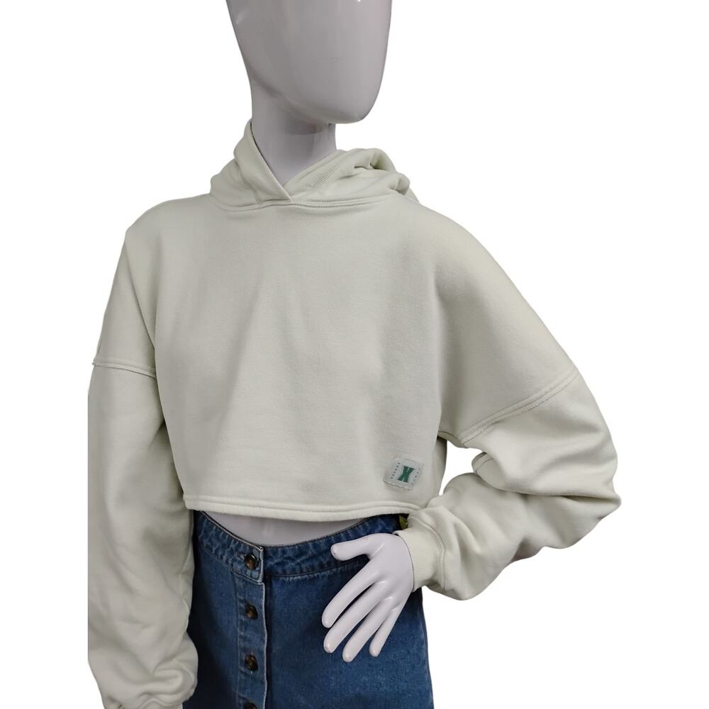 Savage X Fenty Cropped Hoodie Size XS Pale Green Pullover Long Sleeve